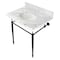 Fauceture KVPB3022M80 30" Console Sink with Brass Legs (8-Inch, 3 Hole), Marble White/Matte Black KVPB3022M80 - alternate 1